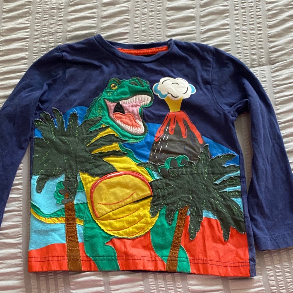 Mini Boden Navy Dinosaur Adventure Long Sleeve Tee